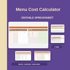 Food Cost Calculator Spreadsheet | Menu Costing Template