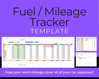 Fuel Mileage Tracker Template | Vehicle Expense Spreadsheet XLSX | UK Self Employed Mileage Log for Tax