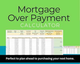 Mortgage Overpayment Calculator UK | Property Equity Tracker and Savings Spreadsheet | First Home Budget Planner Excel XLSX