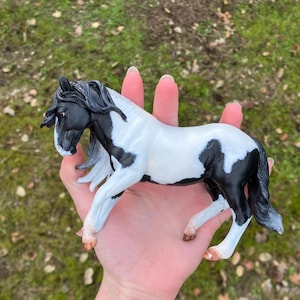 20% OFF** OOAK Collecta Forest Horse Model Horse Repaint &quot;Pepper&quot;-Collecta Forest Horse Black Pinto Stallion Custom Repaint