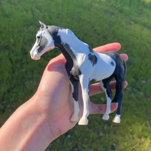 20% OFF- OOAK Quarter Horse Model Horse Repaint &quot;Toby&quot;- CollectA Quarter Horse Dark Grey Tovero Custom Repaint