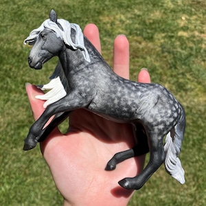 10% OFF-OOAK Andalusian Horse Model Horse Repaint &quot;Comet&quot;- CollectA Andalusian Horse Silver Dapple Dark Dapple Grey Custom Repaint