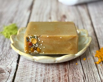 Handmade Turmeric Moringa Soap, Natural Scented Body Soap