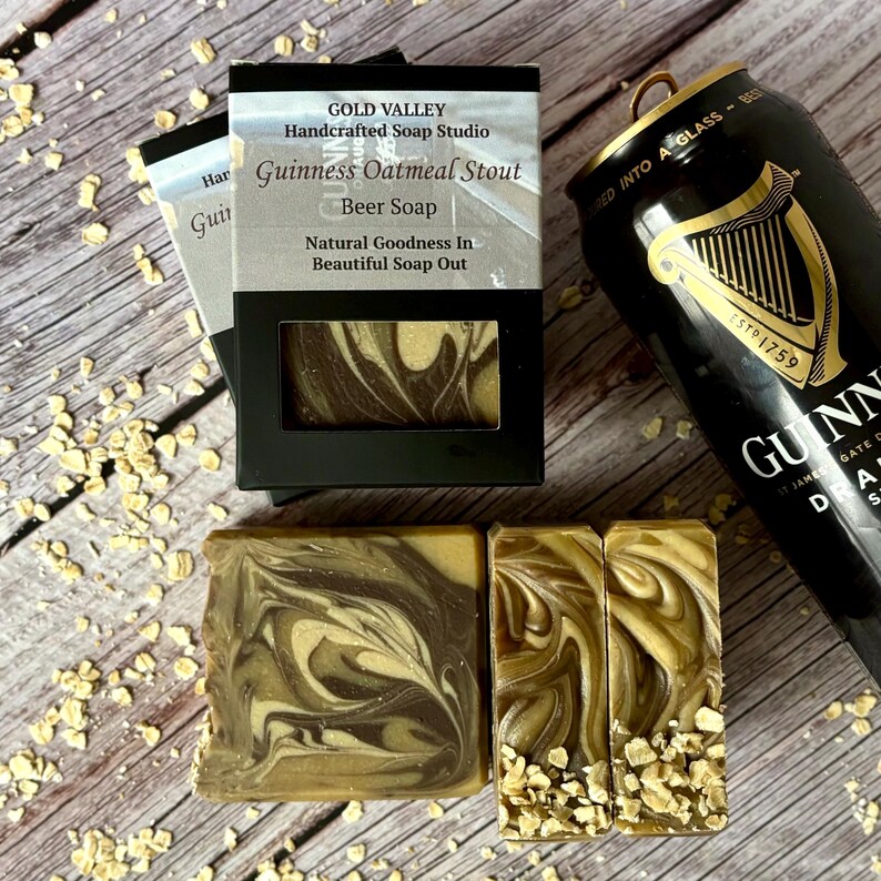 Savon artisanal Guinness Oatmeal Stout, pain corporel parfumé de luxe, savon naturel fait main à l'avoine et à la bière image 9