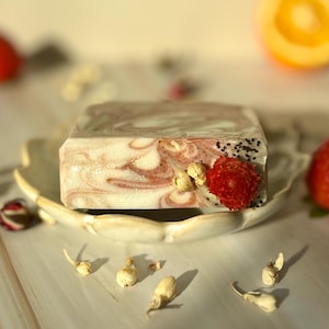 Artisan Handcrafted Soap, Handmade Natural Face Soap, Pomegranate Champagne Luxury Scented Body Soap