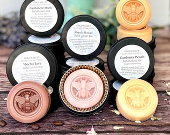 Handmade Shea Butter Solid Lotion Bar: Natural Light Moisturizer, Travel Lotion Tin