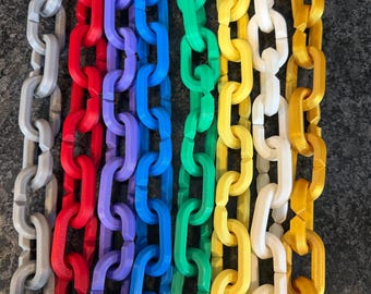 3D Printed Hype Plastic Chain Links – Lightweight, Solid Color Crafts, Cosplay Necklace