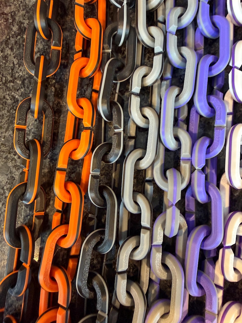 Block Color Chain Chain Link Lightweight Plastic Two Color With Stripe - Etsy