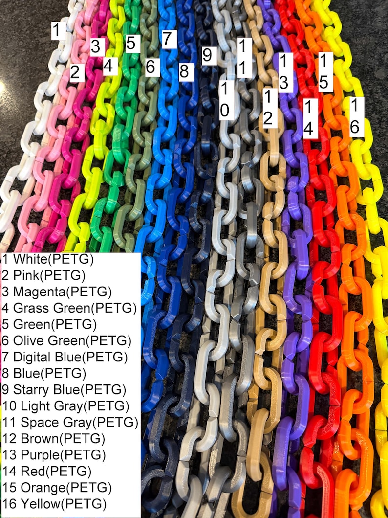 3D Printed Hype Plastic Chain Links – Lightweight, Solid Color Crafts ...