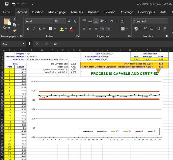 Cpk Calculator Excel Template