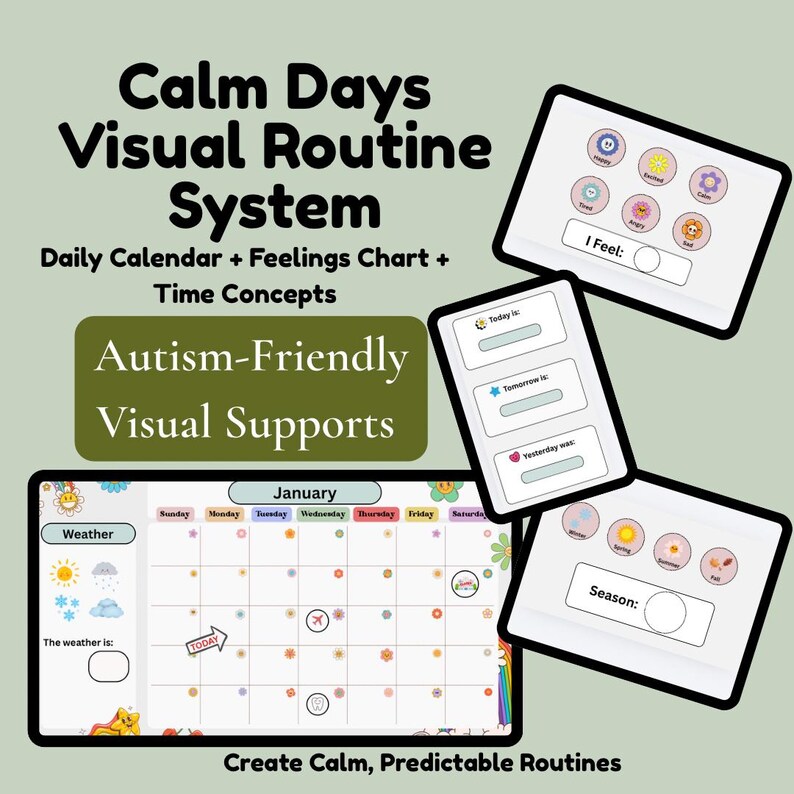 Autism Visual Schedule Printable | Daily Routine, Feelings Chart ...