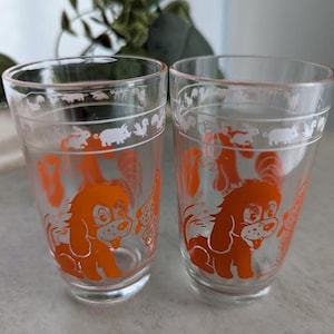 2 Vintage Swanky Swig Juice Glasses, Kids Drinking Glass