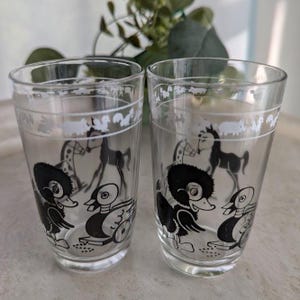 2 Vintage Swanky Swig Juice Glasses, Kids Drinking Glass