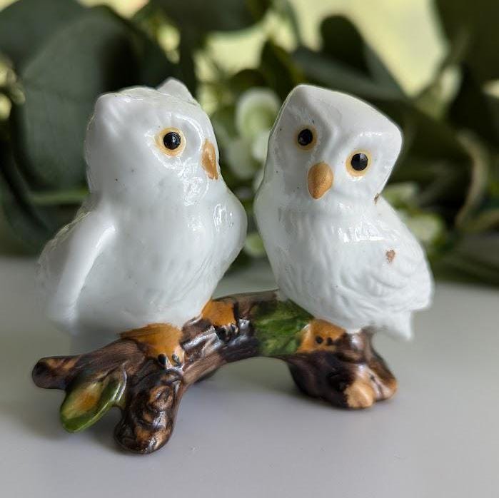 Owls On a Branch Figurine Bone China B3-10