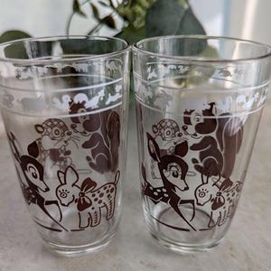 2 Vintage Swanky Swig Juice Glasses, Kids Drinking Glass