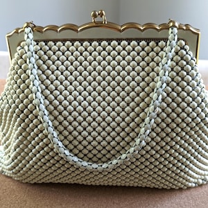 Whiting & Davis Cream Colored Mesh Evening Bag B4-4