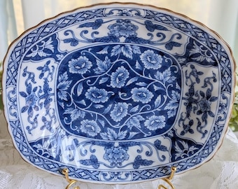 Vintage Blue and White Japan Rectangle Shape Floral Bowl B15