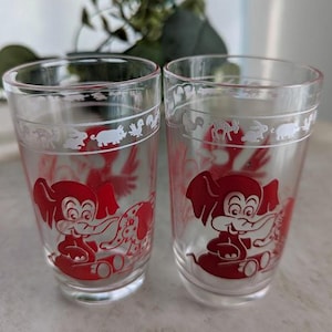 2 Vintage Swanky Swig Juice Glasses, Kids Drinking Glass