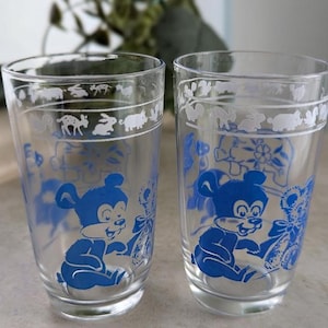 2 Vintage Swanky Swig Juice Glasses, Kids Drinking Glass