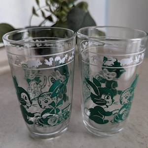 2 Vintage Swanky Swig Juice Glasses, Kids Drinking Glass