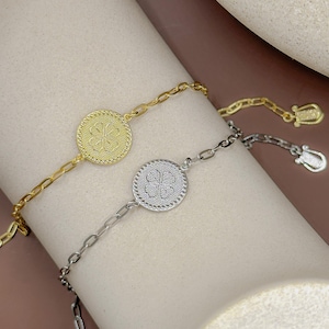 Clover Leaf Bracelet • Luck Bracelet • Four-Leaf Clover Bracelet • Good Fortune Charm • Good Luck Bracelet • Silver Bracelet for Women