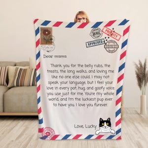 Regalos personalizados para mamás de mascotas: manta conmemorativa para mamás de perros o gatos, carta para mamá con tu propio acabado, regalos para mamás o papás de mascotas