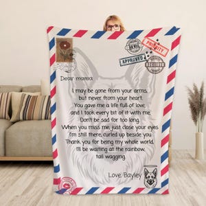 Cobertor para cachorro, presentes personalizados para mamãe, carta para a mãe no dia das mães, presente em memória de animal de estimação, cobertor para lembrança de animal de estimação