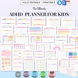 ADHD Kids Planner Printable | Executive Function Planner for ADHD Children | Daily + Weekly + Yearly Visual Schedule | Digital Download