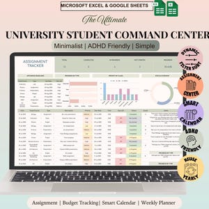 University Spreadsheet Bundle | Student Template & Planner | College Assignment/Task Tracker | Class Timetable + Study Plans | Google Sheet