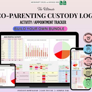 Personalized Child Custody Visitation & Access Tracker | Allowed/Denied | Auto Color-Coded Calendar |Yearly Dashboard and Charts