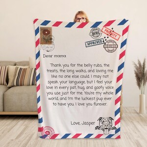 Regalos personalizados para mamá perruna: manta conmemorativa para mamá perruna o gata, carta para mamá con tu propio texto, regalos para mamá o papá.