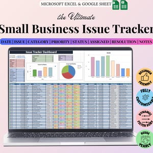 Panel de seguimiento de problemas para pequeñas empresas / Gestión de problemas / Registro de cumplimiento, operaciones y control de calidad / Excel y Hojas de cálculo de Google