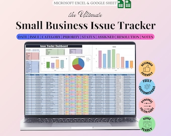 Small Business Issue Tracker Dashboard | Problem Management | Compliance, Operations and Quality Control Log | Excel & Google Sheets