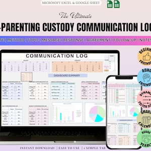 Custody Communication Spreadsheet | Track Calls, Video, & Messages with Child | Auto Drop-Down Co-Parenting Tracker | Excel and Google Log.