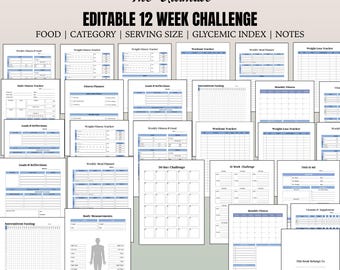 12-Week Fitness Planner: Weight Loss, Meal & Intermittent Fasting Tracker (Printable)