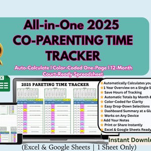 Co-Parenting Time Tracker | Custody  \Visitation Log | Court-Ready Parenting Time Documentation  for Family Law & Child Support |Excel | Doc