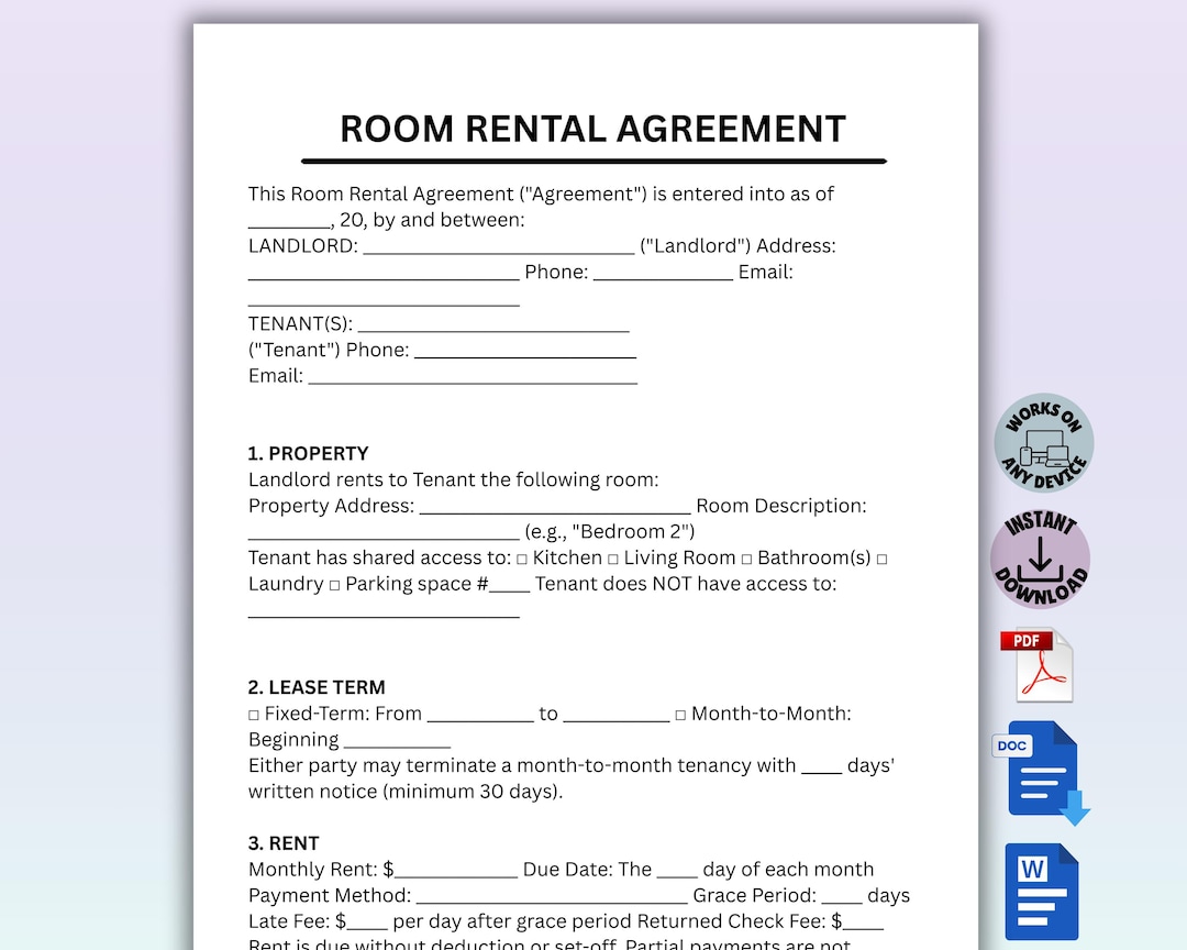 Editable Residential Lease Agreement Template | Landlord Rental ...