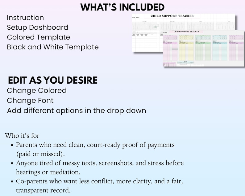 Co-Parenting Documentation Bundle | Custody Calendar, Child Support & Expense Tracker | Visitation Log and Parenting Time Planner image 7
