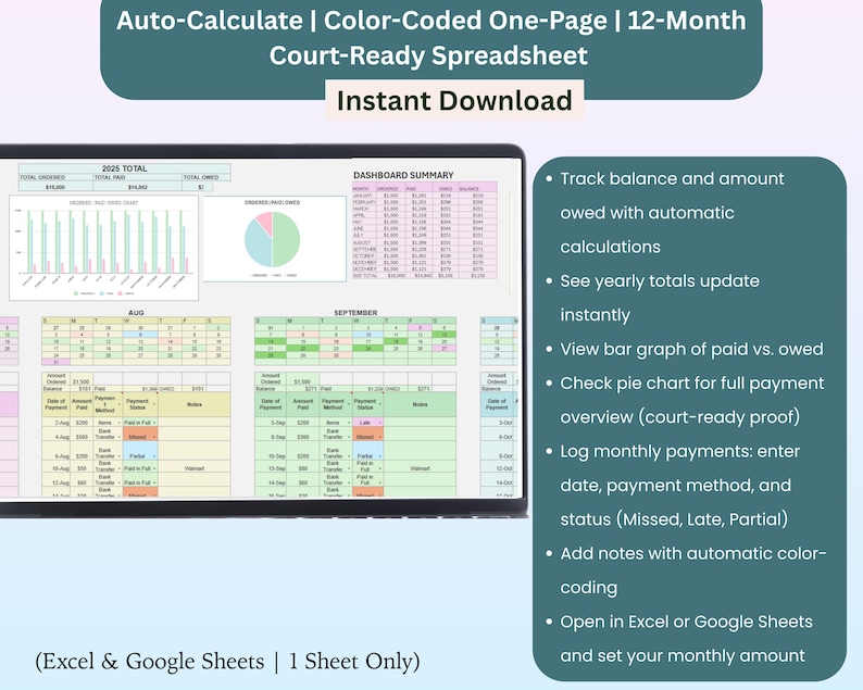 Co-Parenting Documentation Bundle | Custody Calendar, Child Support & Expense Tracker | Visitation Log and Parenting Time Planner image 6