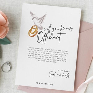 Officiant voorstel, wil je met ons trouwen, Officiant afdrukbaar, kaart bruiloft Officiant voorstel, minimalistisch, wil jij onze Officiant zijn