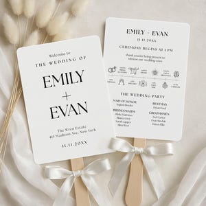 Abanicos para programa de boda, abanico para cronología de boda, abanico para infografía, programa de boda ilustrado, programa de ceremonia de boda, imprescindibles para una boda