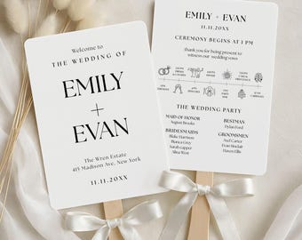 Wedding Program Fans, Wedding Timeline Fan, Infographic Fan, illustrated Wedding Program, Wedding Ceremony Program, Wedding Must Haves
