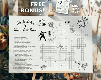 Hochzeit Kreuzworträtsel Schlucken und Rätsel lösen, Hochzeitsgast Spiele, Hochzeit, Brautparty Kreuzworträtsel, Riesenkreuzworträtsel Willkommen