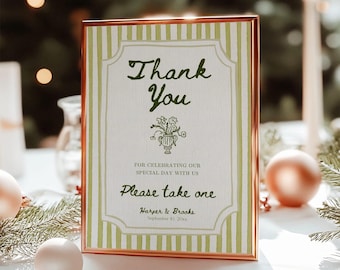 Take One Favor Sign, Wedding Favor Sign, Sage Green Whimsical Wedding Template, HP01