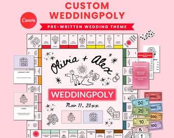 Custom Monopoly Board Games, Wedding Board Game, Printable Monopoly, Custom Playing Card, Personalized Board Game, Blank Monopoly Template