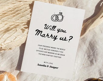 Proposta de Celebrante, Cartão de Celebrante de Casamento, Você Será Nosso Celebrante, Cartão de Proposta de Casamento, Você Quer se Casar Conosco, Casamento Caprichoso