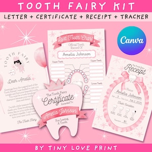 Tooth Fairy Letter, Tooth Fairy Note, Tooth Fairy Receipt And Certificate For Kids, Printable First Lost Teeth Chart