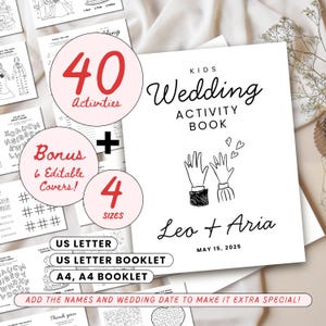 Paquete de actividades para bodas infantiles, Libro para colorear de bodas, Boda infantil, Actividad preescolar, Actividad para la mesa de recepción infantil, Libro de juegos de matrimonio infantil