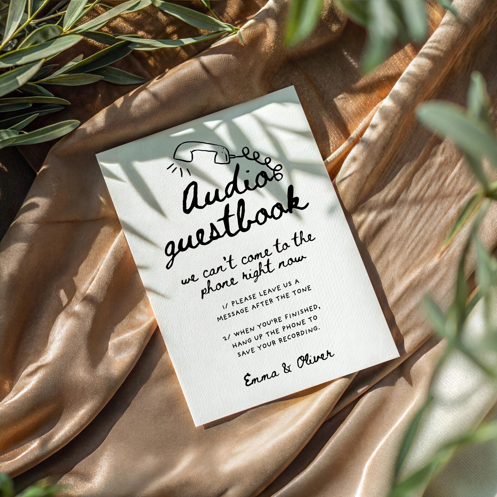 personalised audio guest book sign, wedding voicemail... Whimsical Audio Guestbook Sign Template for Wedding Table Sign ...