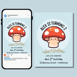 MR Pilz Geburtstagseinladung Mädchen & Junge | Bearbeitbare Canva Vorlage | Druckbare Kleinkind Geburtstagskarte | Candy Theme einladen Digital Download